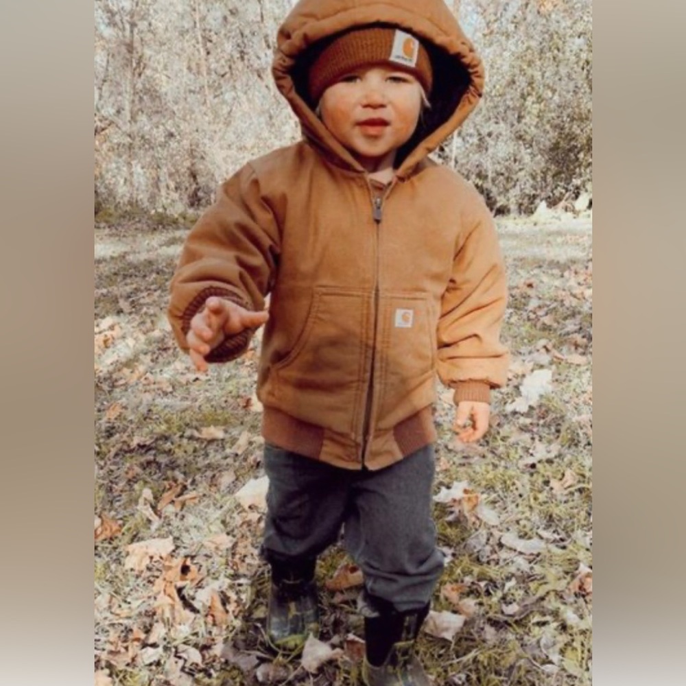 Dark Brown Baby Carhartt jacket.